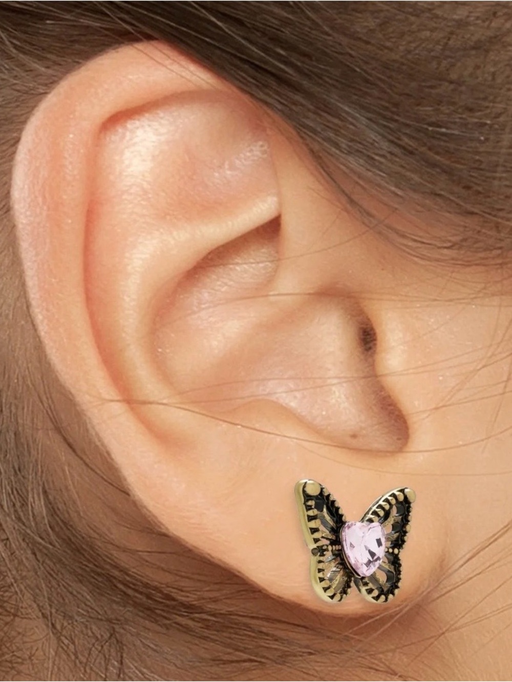 Betsey Johnson Boho Butterfly Openwork Stud Earrings